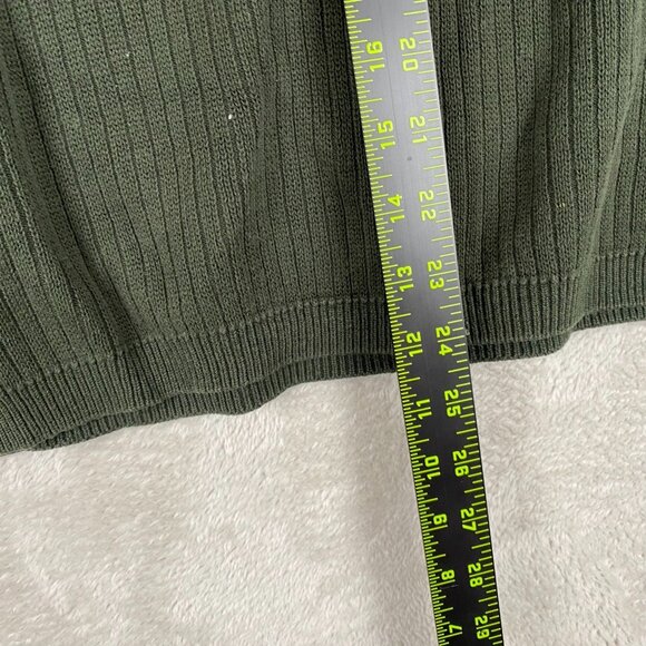Fieldmaster Men's V-Neck Sweater L Green Ribbed Knit 100% Cotton - Picture 3 of 7